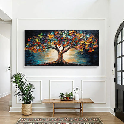 TREE OF LIFE: Textured Impasto Colorful Tree Oil Painting | Figurative closeup, raised brushwork detail