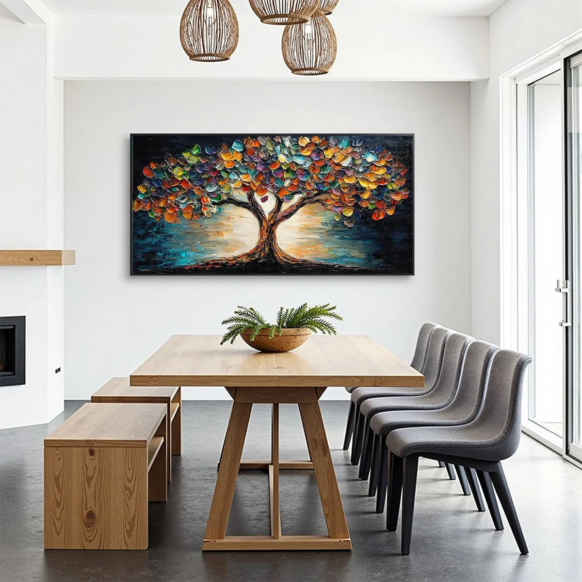 TREE OF LIFE: Textured Impasto Colorful Tree Oil Painting | rolled canvas, ready for custom framing