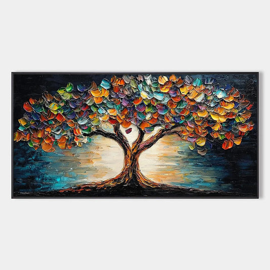 TREE OF LIFE: Textured Impasto Colorful Tree Oil Painting | hanging in living room, Figurative wall art