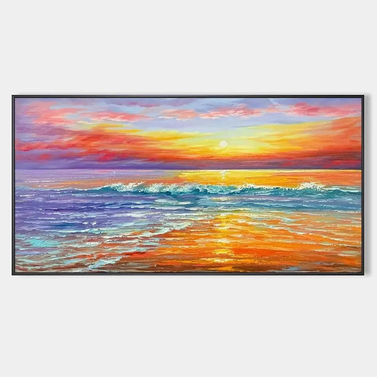 TROPICAL SUNSET BEACH: Vibrant Coastal Painting | hanging in living room, Abstract wall art