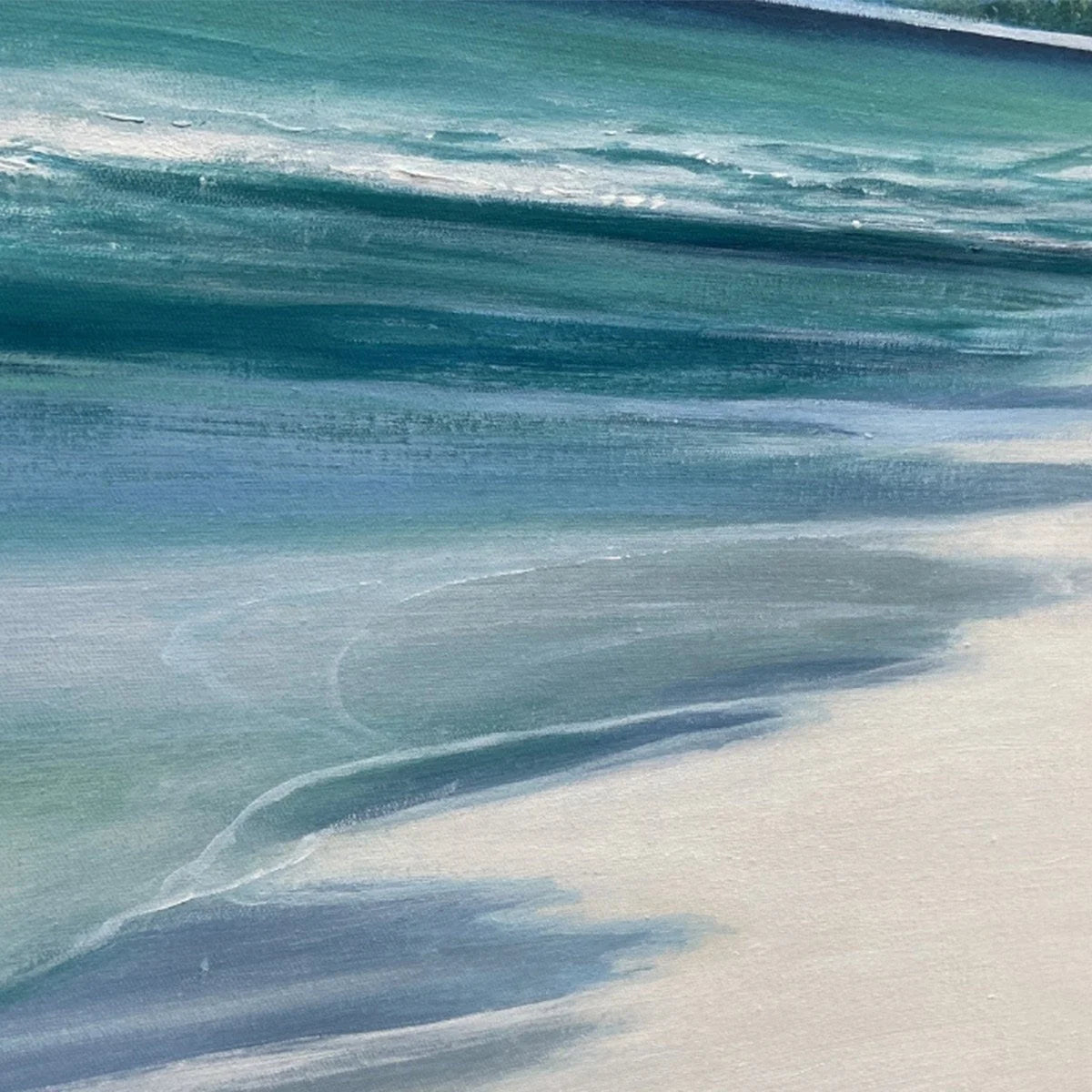 TURQUOISE DREAM PANORAMIC: Beach Painting, Panoramic Wall Art, Coastal Decor | rectangular format, hand-painted canvas edge
