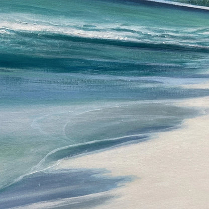 TURQUOISE DREAM PANORAMIC: Beach Painting, Panoramic Wall Art, Coastal Decor | rectangular format, hand-painted canvas edge