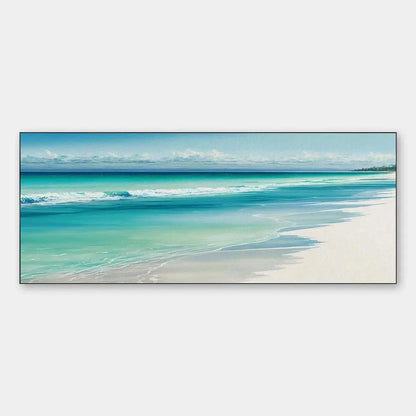 TURQUOISE DREAM PANORAMIC: Beach Painting, Panoramic Wall Art, Coastal Decor | hanging in living room, Abstract wall art