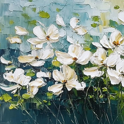TUSCAN BLOOM: Textured Palette Knife Floral Oil Painting | rectangular format, hand-painted canvas edge