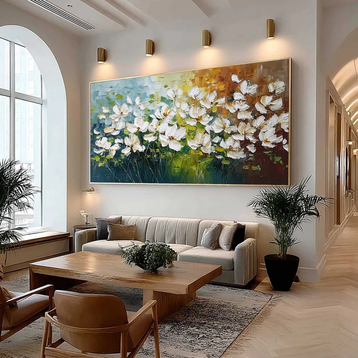 TUSCAN BLOOM: Textured Palette Knife Floral Oil Painting | Abstract mood, soft natural light studio shot