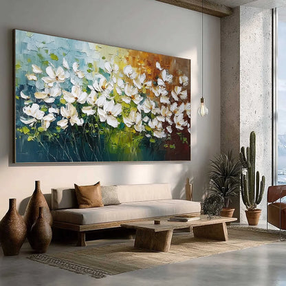 TUSCAN BLOOM: Textured Palette Knife Floral Oil Painting | multi-color palette, original oil on stretched canvas art