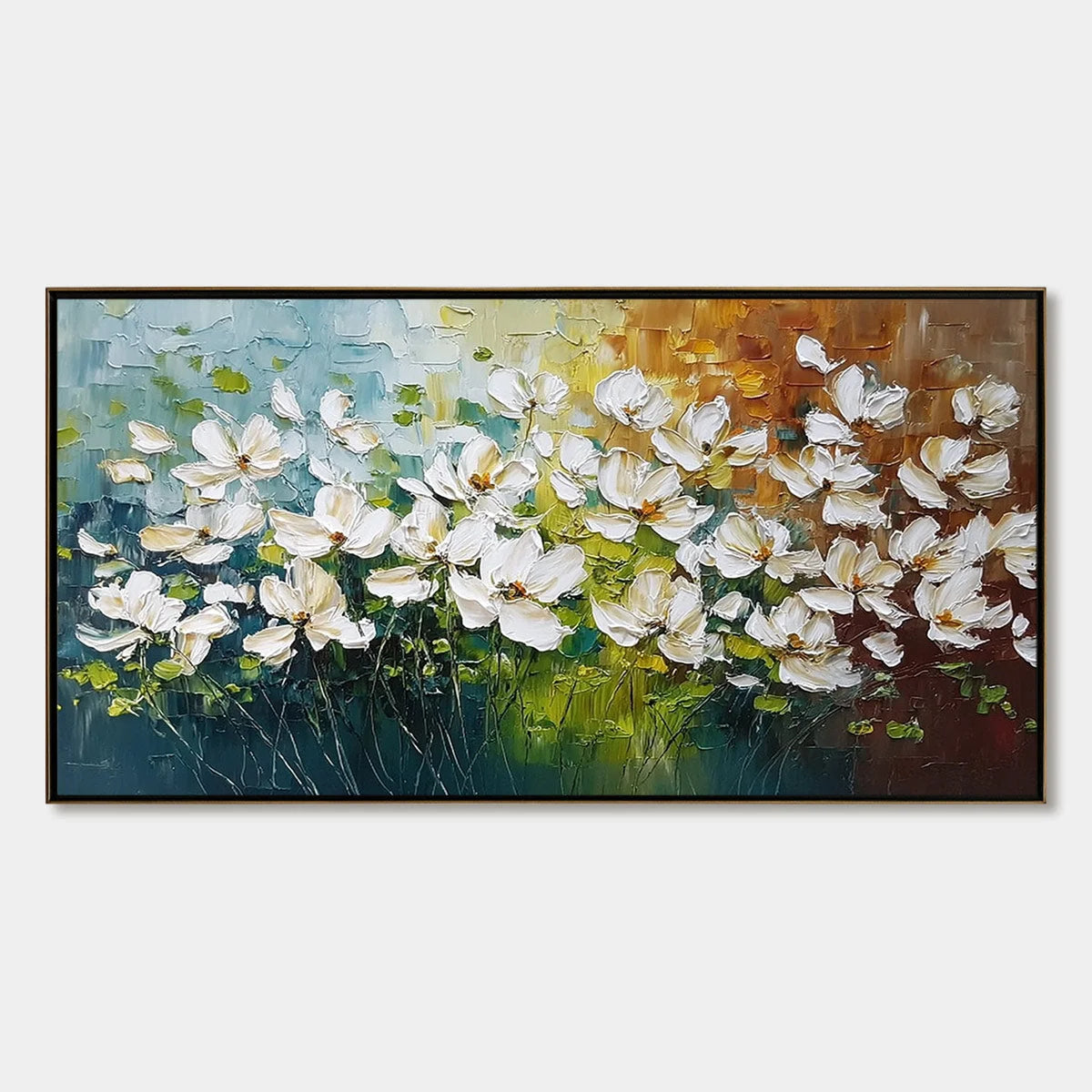 TUSCAN BLOOM: Textured Palette Knife Floral Oil Painting | hanging in living room, Abstract wall art