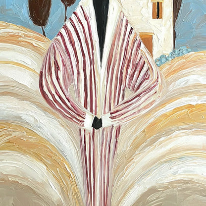 TUSCAN REVERIE: Textured Impasto Painting of a Figure in a Tuscan Landscape | rolled canvas, ready for custom framing