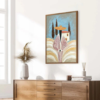 TUSCAN REVERIE: Textured Impasto Painting of a Figure in a Tuscan Landscape | multi-color palette, original oil on stretched canvas art
