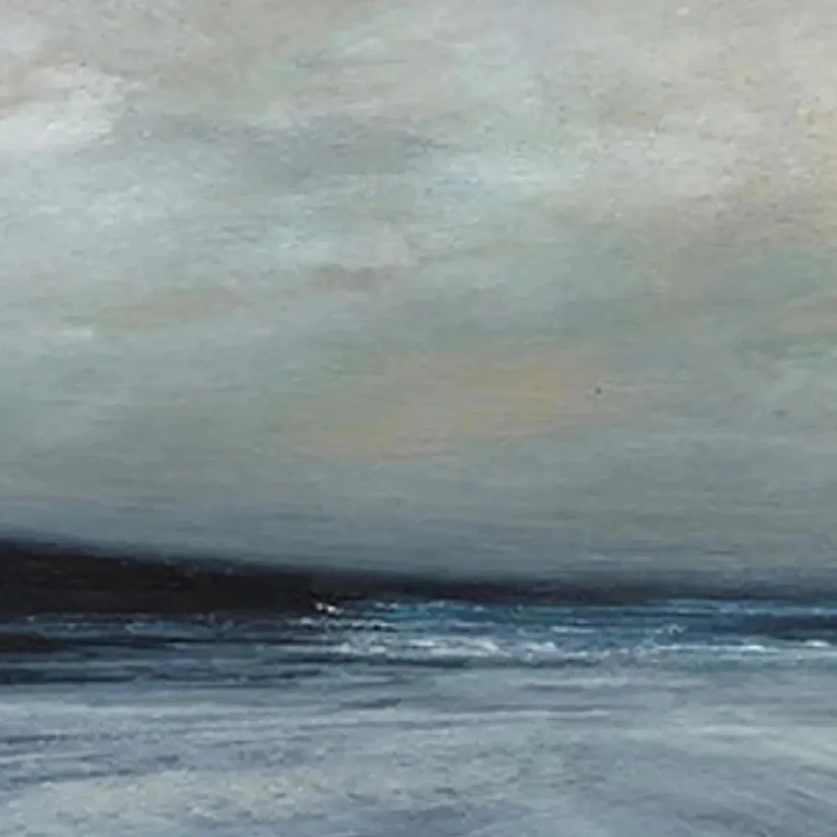 TWILIGHT COAST: Panoramic Coastal Landscape Painting, Horizontal Wall Art | black frame version on white wall