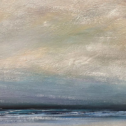 TWILIGHT COAST: Panoramic Coastal Landscape Painting, Horizontal Wall Art | Landscape mood, soft natural light studio shot