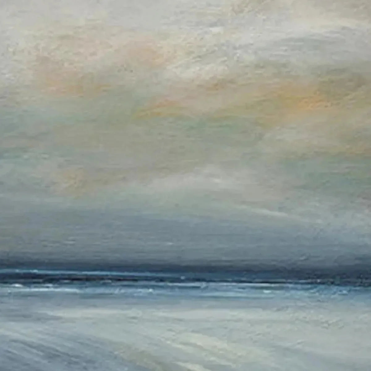 TWILIGHT COAST: Panoramic Coastal Landscape Painting, Horizontal Wall Art | multi-color palette, original oil on stretched canvas art