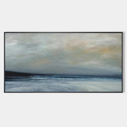 TWILIGHT COAST: Panoramic Coastal Landscape Painting, Horizontal Wall Art | hanging in living room, Landscape wall art