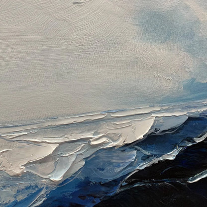 TWILIGHT SEA: Textured Abstract Ocean Oil Painting in Blue | rolled canvas, ready for custom framing