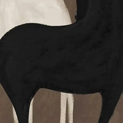 TWO HORSES ON BROWN: Minimalist Horse Painting, Vertical Wall Art | rolled canvas, ready for custom framing