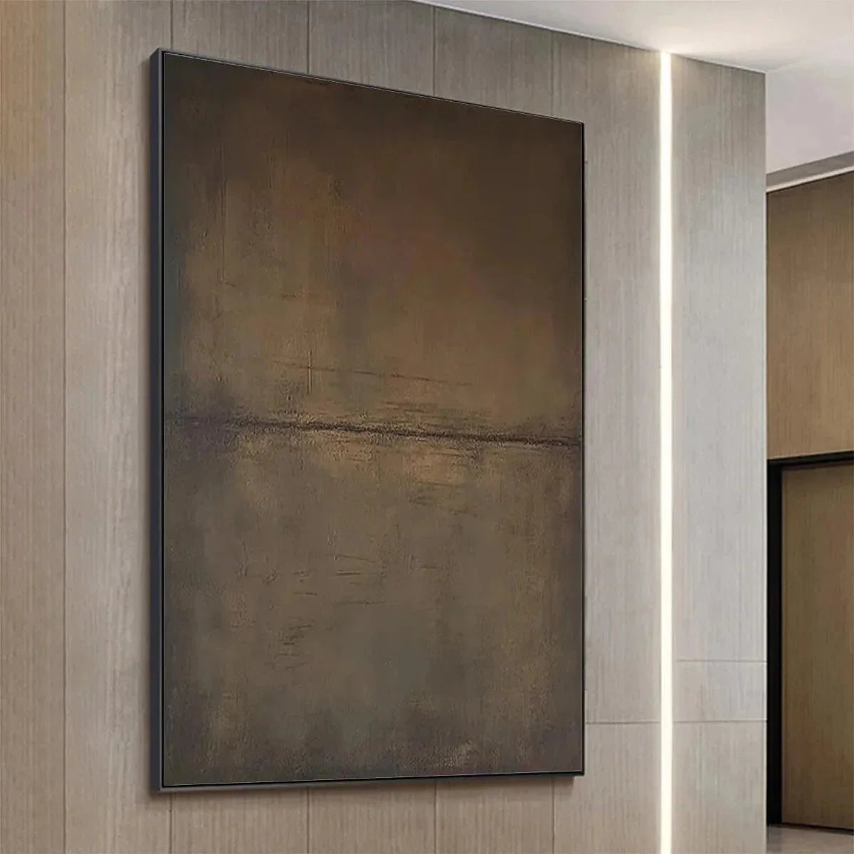 UMBER ABSTRACT LANDSCAPE: Abstract Painting in Brown | Abstract mood, soft natural light studio shot