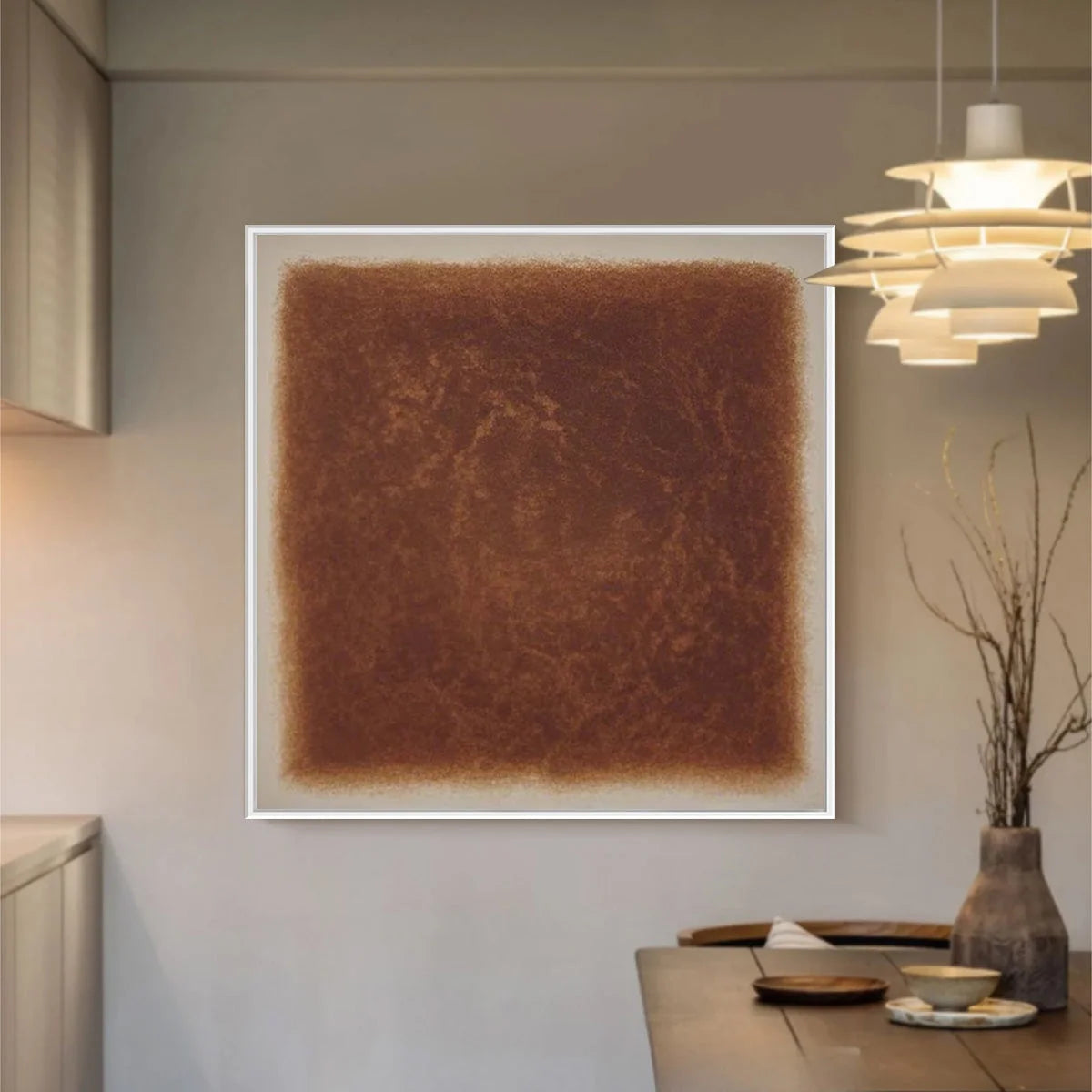UMBRA: Textured Abstract Square Brown Oil Painting | Abstract closeup, raised brushwork detail