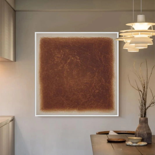 UMBRA: Textured Abstract Square Brown Oil Painting