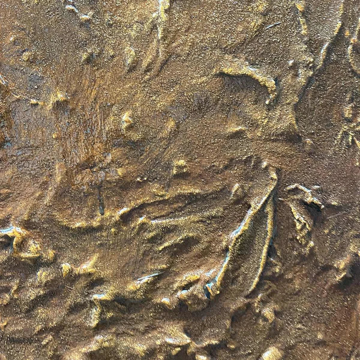 UMBRA: Textured Abstract Square Brown Oil Painting | rolled canvas, ready for custom framing