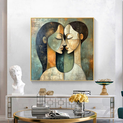 UNITY IN CONTRAST: Textured Abstract Figurative Oil Painting | Figurative closeup, raised brushwork detail