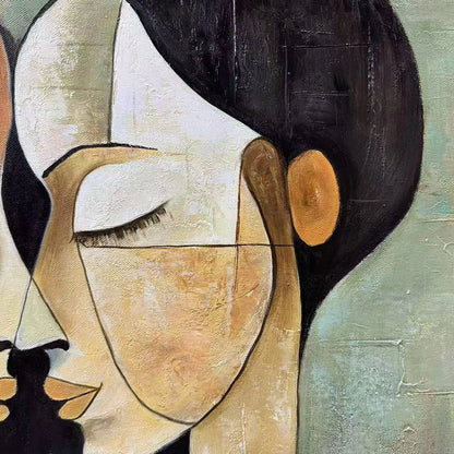 UNITY IN CONTRAST: Textured Abstract Figurative Oil Painting | rectangular format, hand-painted canvas edge
