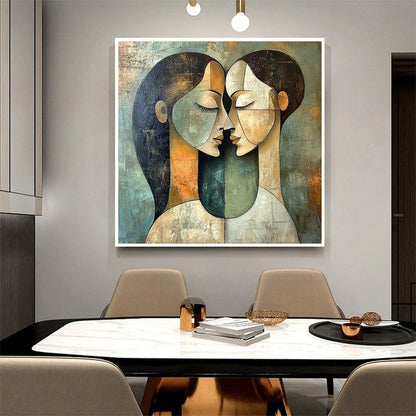 UNITY IN CONTRAST: Textured Abstract Figurative Oil Painting | rolled canvas, ready for custom framing
