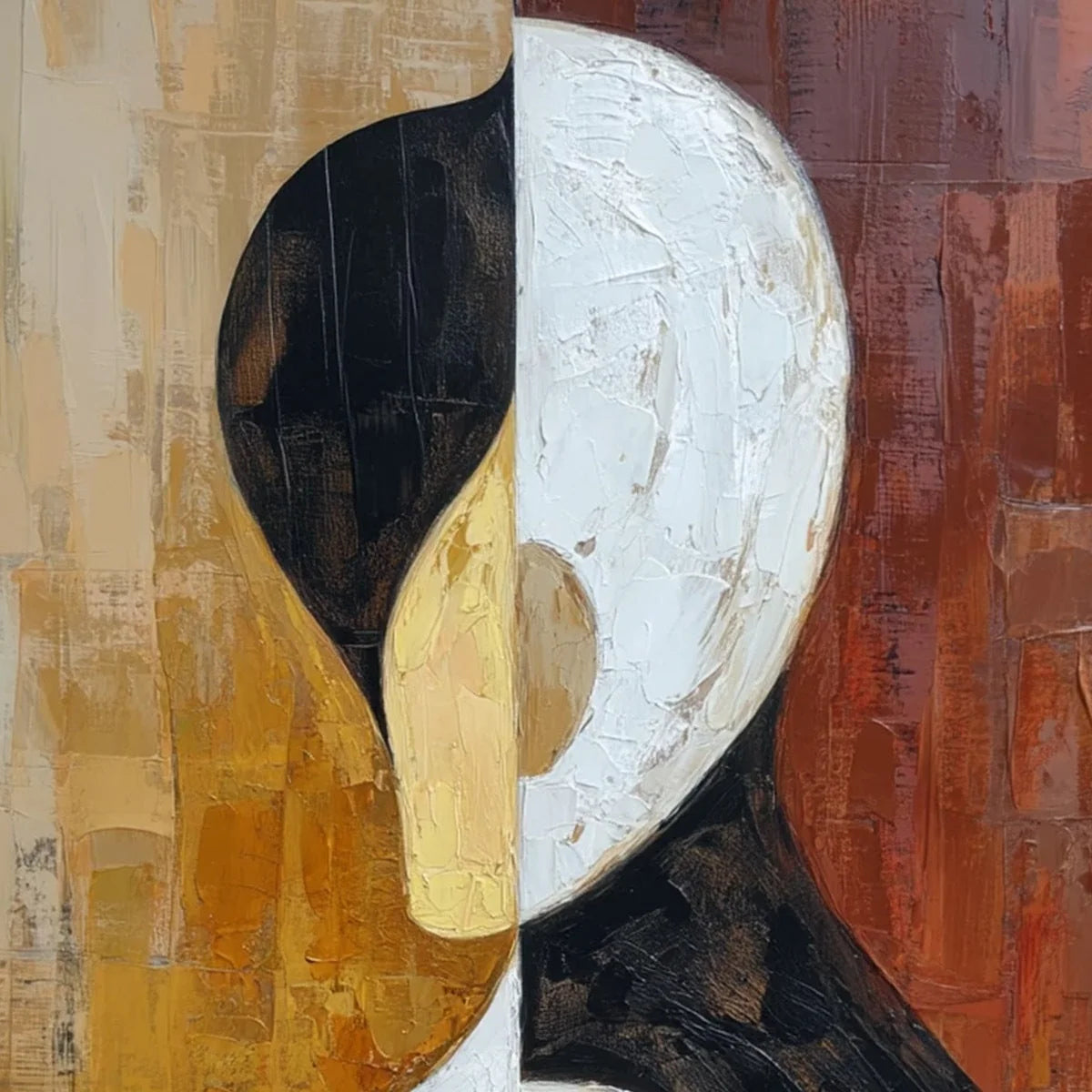 UNITY: Large Textured Abstract Figurative Wall Art | rectangular format, hand-painted canvas edge