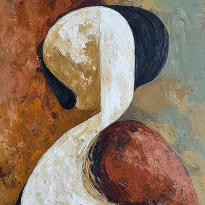 UNITY: Textured Abstract Figurative Oil Painting of Embracing Forms | rectangular format, hand-painted canvas edge