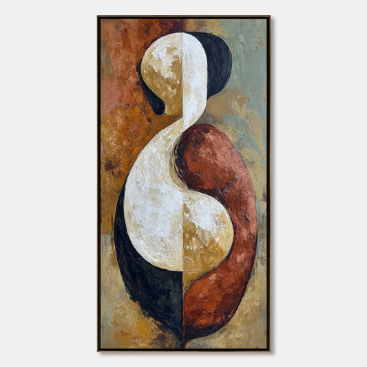 UNITY: Textured Abstract Figurative Oil Painting of Embracing Forms | hanging in living room, Figurative wall art