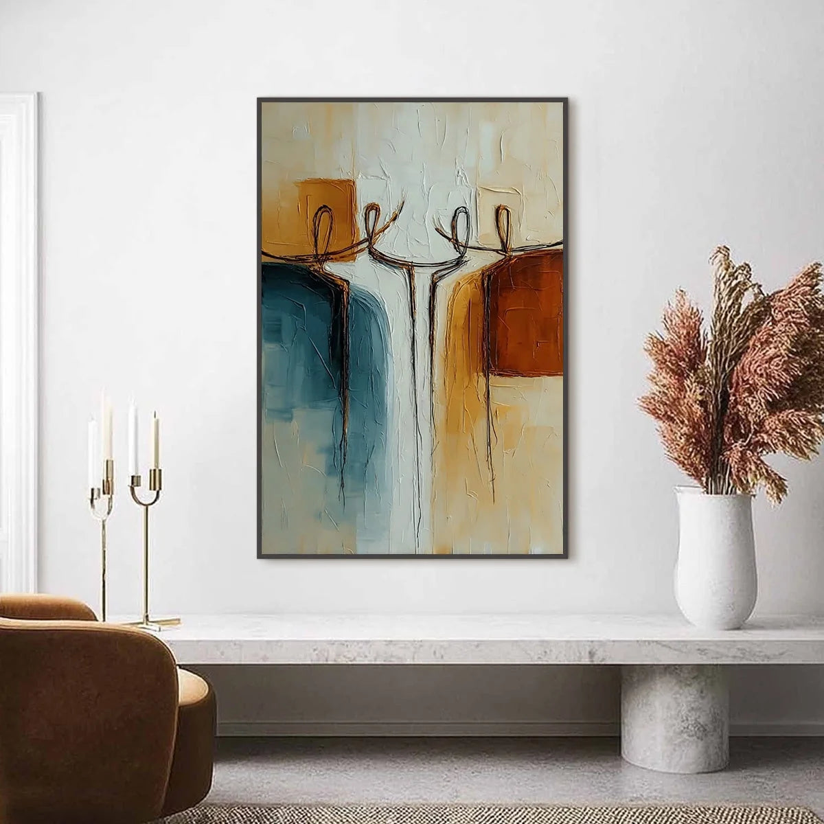 UNITY: Textured Abstract Painting of Connected Figures | Abstract closeup, raised brushwork detail