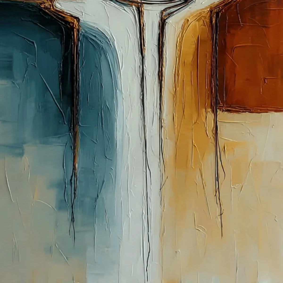 UNITY: Textured Abstract Painting of Connected Figures | rolled canvas, ready for custom framing