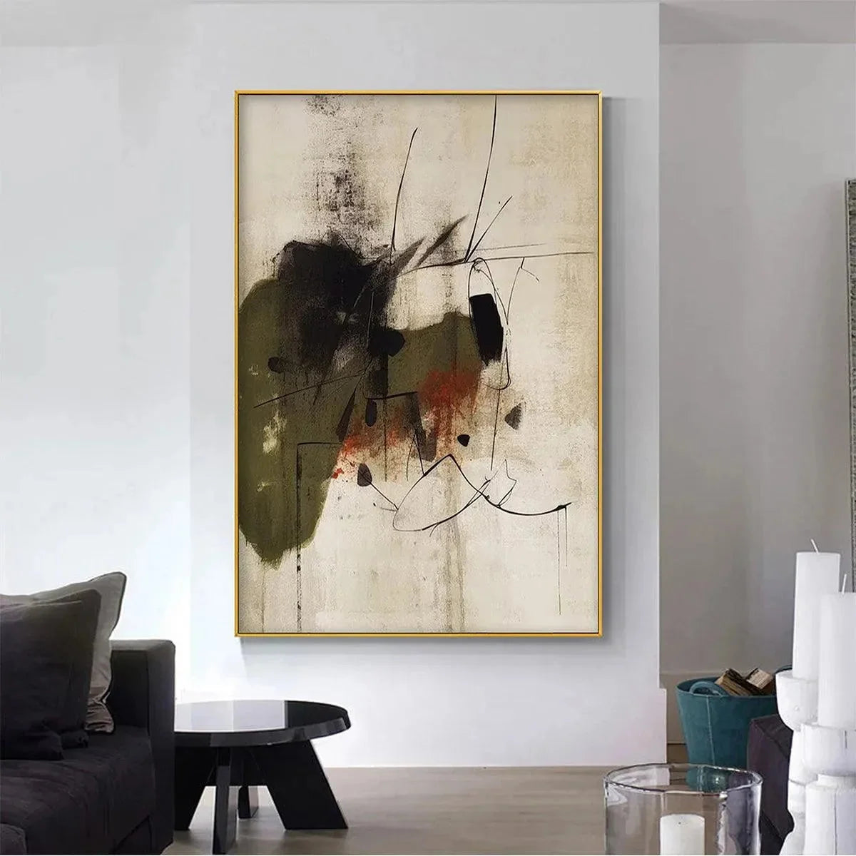 UNTITLED ABSTRACT: Minimalist Abstract Painting, Vertical Wall Art | Minimalist closeup, raised brushwork detail