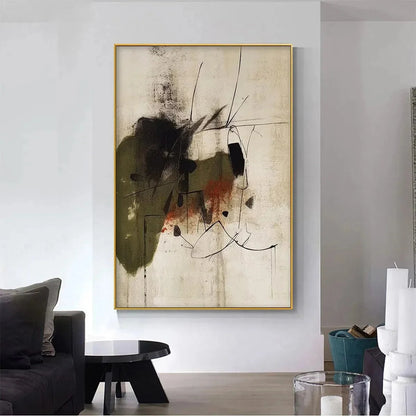 UNTITLED ABSTRACT: Minimalist Abstract Painting, Vertical Wall Art | Minimalist closeup, raised brushwork detail