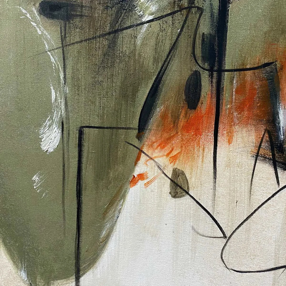 UNTITLED ABSTRACT: Minimalist Abstract Painting, Vertical Wall Art | rectangular format, hand-painted canvas edge