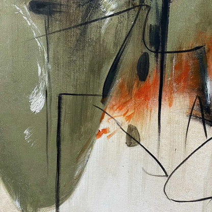 UNTITLED ABSTRACT: Minimalist Abstract Painting, Vertical Wall Art | rectangular format, hand-painted canvas edge