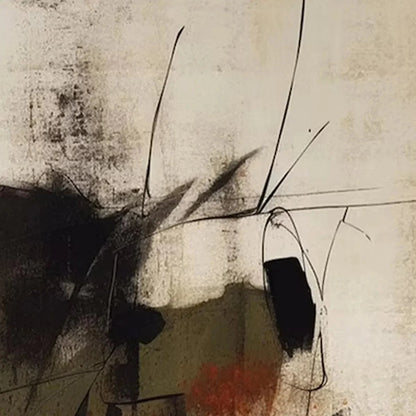 UNTITLED ABSTRACT: Minimalist Abstract Painting, Vertical Wall Art | gold frame stretched on neutral wall