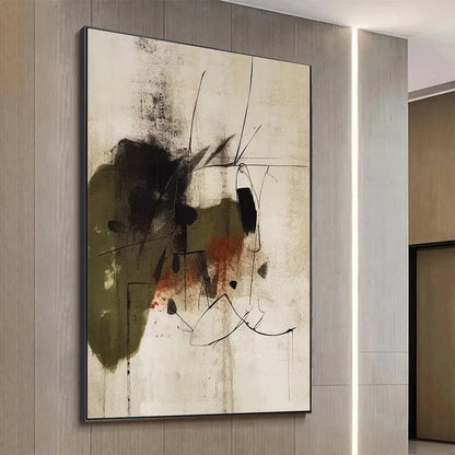 UNTITLED ABSTRACT: Minimalist Abstract Painting, Vertical Wall Art | multi-color palette, original oil on stretched canvas art