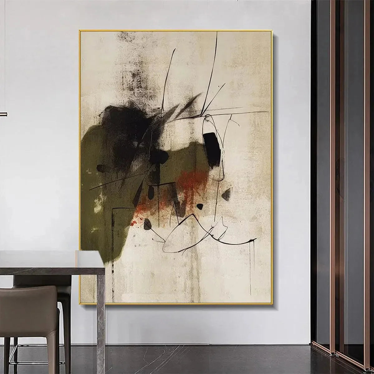 UNTITLED ABSTRACT: Minimalist Abstract Painting, Vertical Wall Art | texture detail, palette knife marks visible