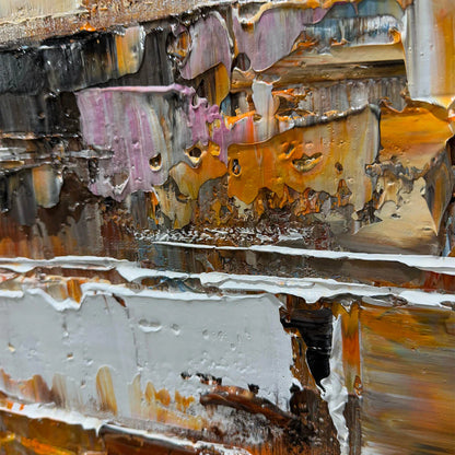URBAN ABSTRACT: Beige Abstract Painting, Modern Wall Art, Textured Canvas, Vertical Artwork | rectangular format, hand-painted canvas edge