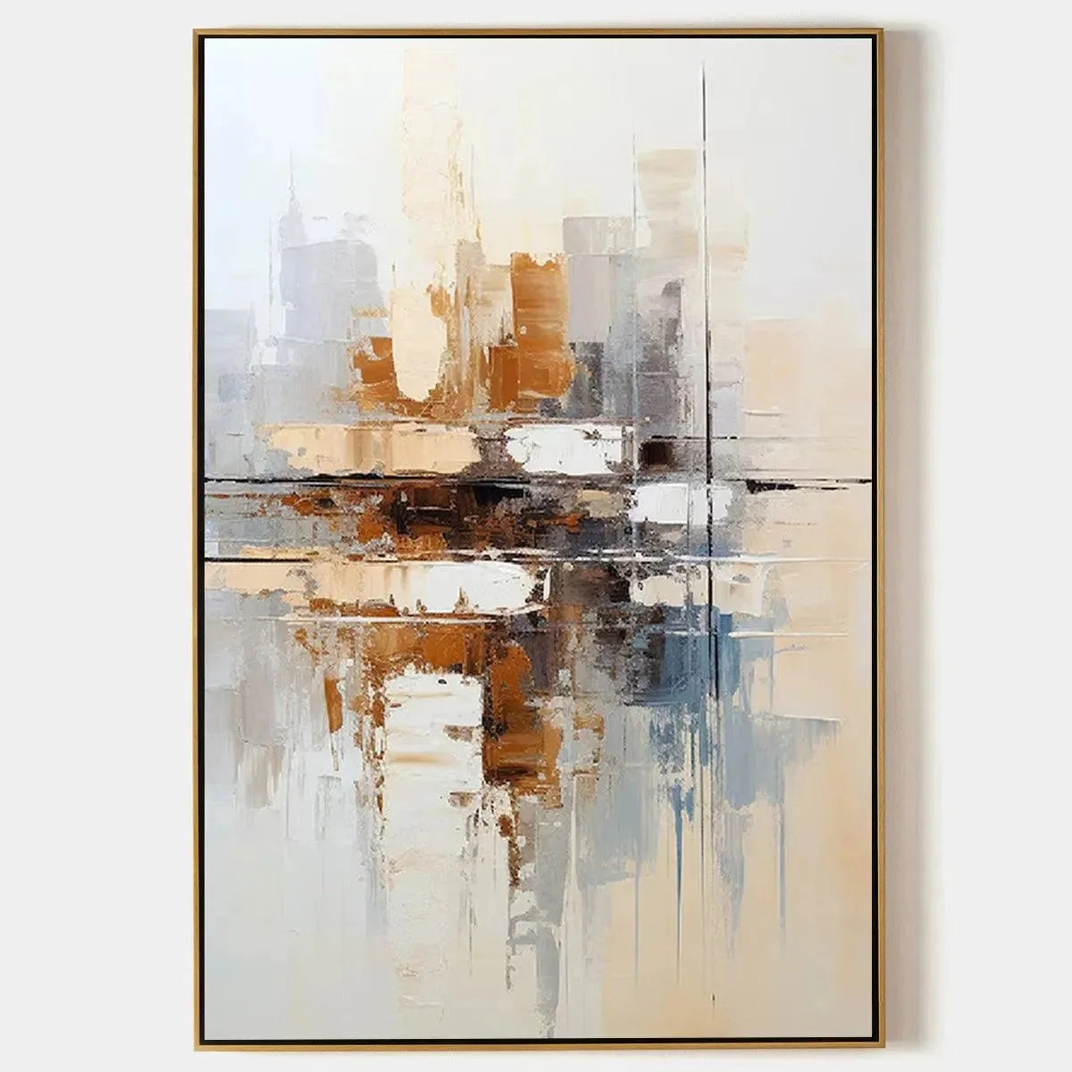 URBAN ABSTRACT: Beige Abstract Painting, Modern Wall Art, Textured Canvas, Vertical Artwork | hanging in living room, Abstract wall art