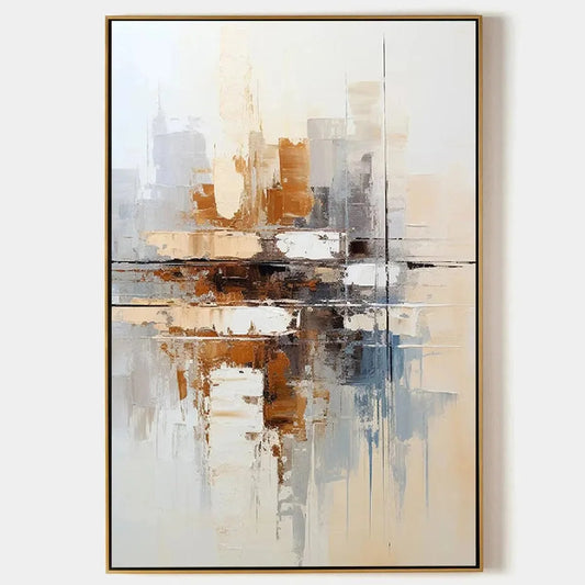 URBAN ABSTRACT: Beige Abstract Painting, Modern Wall Art, Textured Canvas, Vertical Artwork | hanging in living room, Abstract wall art
