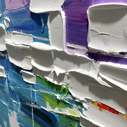 URBAN ABSTRACT: Textured Abstract Oil Painting | rectangular format, hand-painted canvas edge