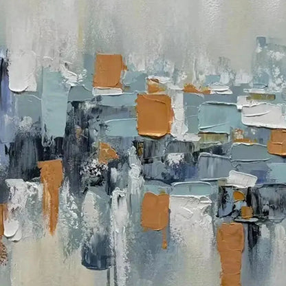 URBAN ABSTRACT: Textured Abstract Painting, Modern Wall Art, Panoramic Canvas, Office Decor | rectangular format, hand-painted canvas edge