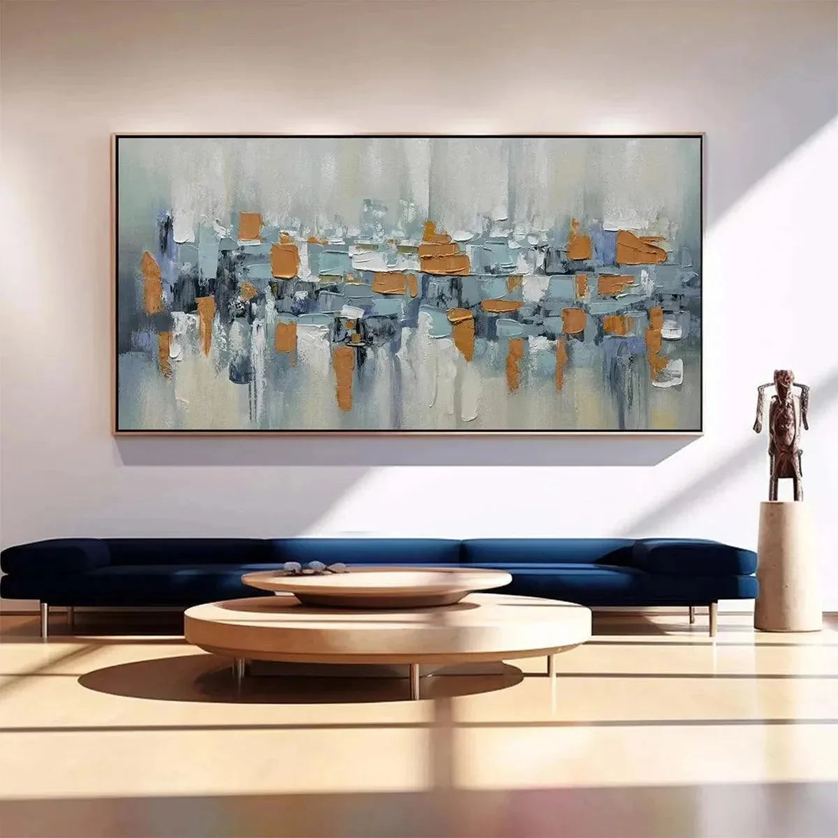 URBAN ABSTRACT: Textured Abstract Painting, Modern Wall Art, Panoramic Canvas, Office Decor | Abstract mood, soft natural light studio shot