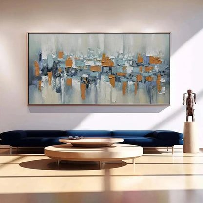 URBAN ABSTRACT: Textured Abstract Painting, Modern Wall Art, Panoramic Canvas, Office Decor | Abstract mood, soft natural light studio shot