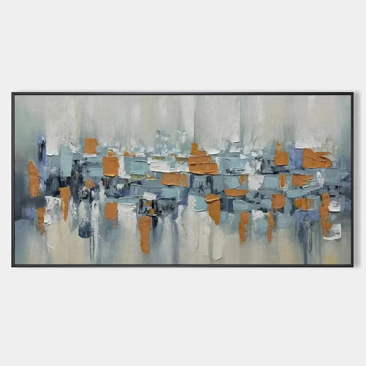 URBAN ABSTRACT: Textured Abstract Painting, Modern Wall Art, Panoramic Canvas, Office Decor | hanging in living room, Abstract wall art