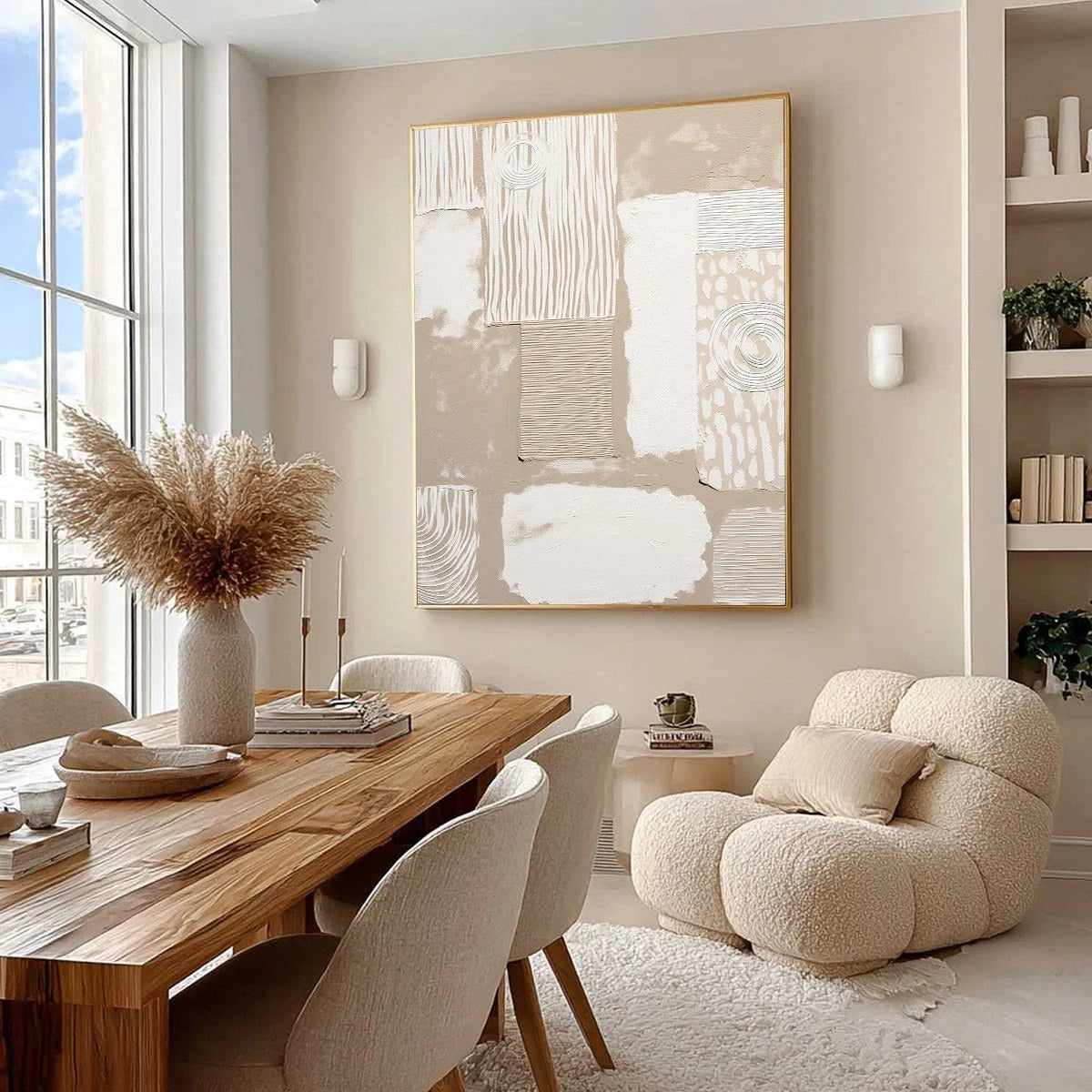 URBAN ARTIFACTS: Large Textured Minimalist Abstract Painting | Minimalist mood, soft natural light studio shot