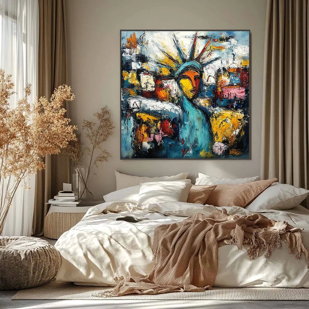 URBAN BEACON: Abstract Impasto Statue of Liberty Painting | Abstract closeup, raised brushwork detail