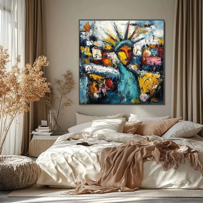 URBAN BEACON: Abstract Impasto Statue of Liberty Painting | Abstract closeup, raised brushwork detail