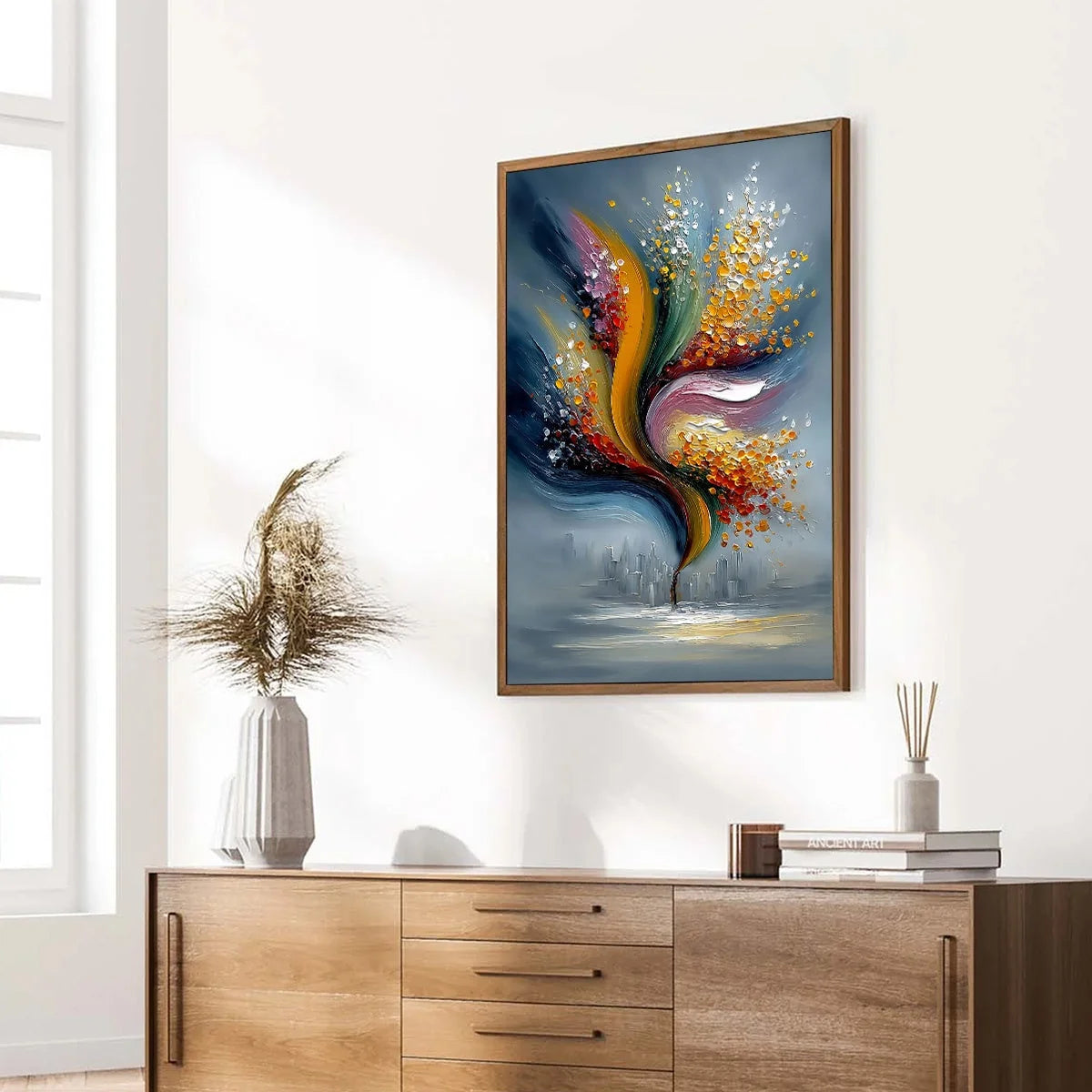 URBAN BLOOM: Textured Abstract Cityscape Palette Knife Painting | multi-color palette, original oil on stretched canvas art